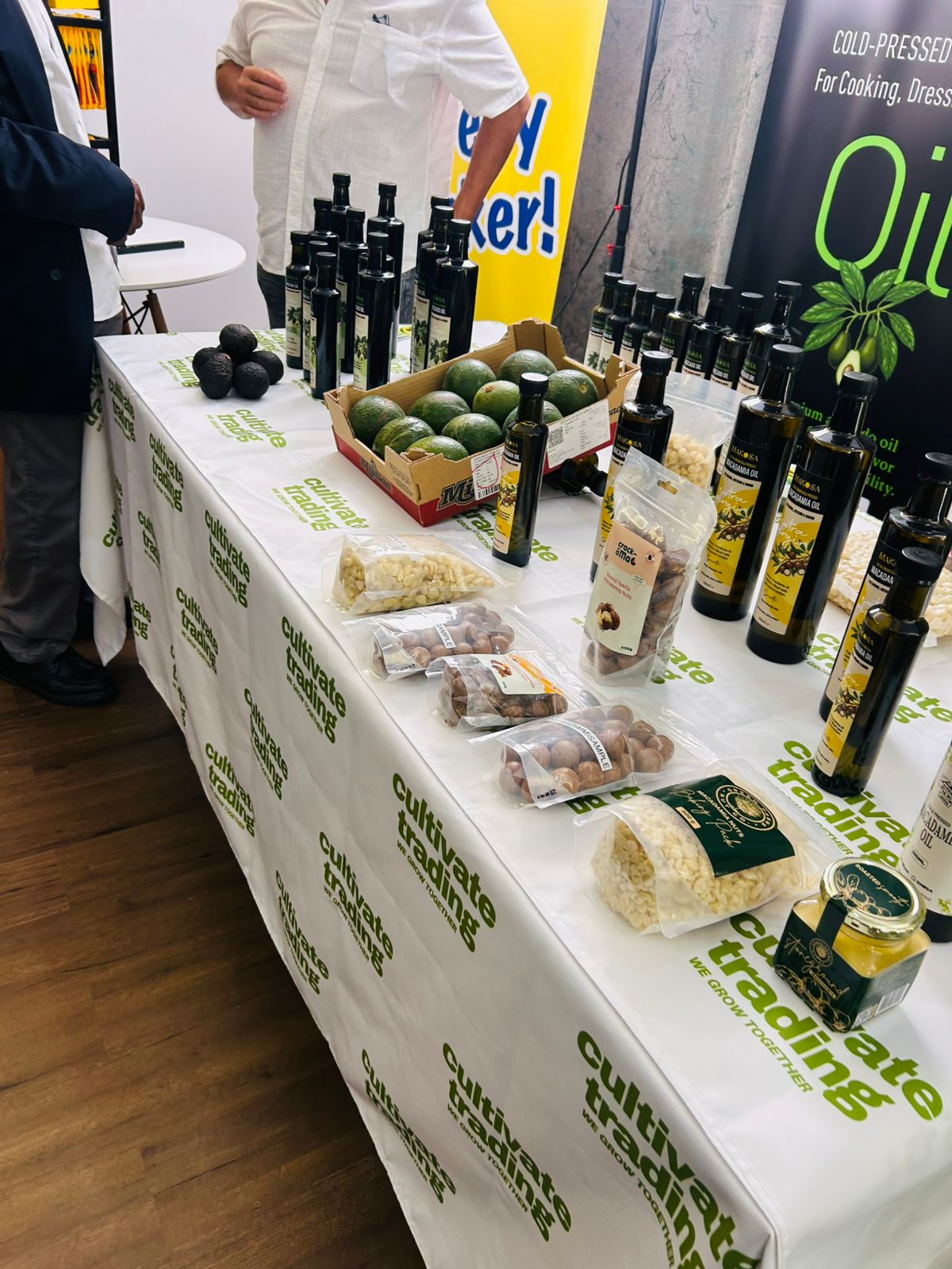 Cultivate Trading table with AVOSA avocado oil and produce products